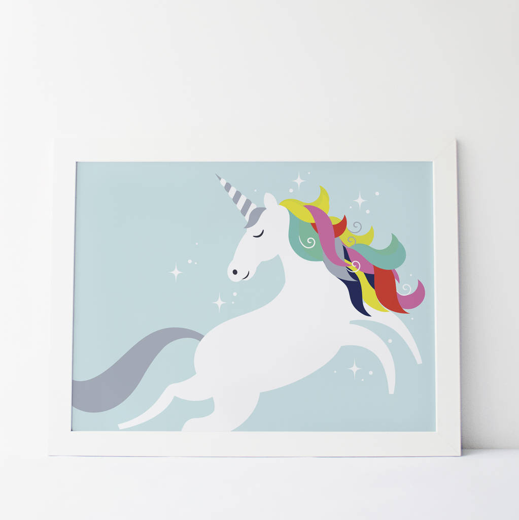 unicorn print with rainbow tail by rocks design notonthehighstreetcom