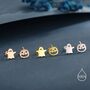 Sterling Silver Mismatched Carved Pumpkin And Ghost Stud Earrings, thumbnail 5 of 12