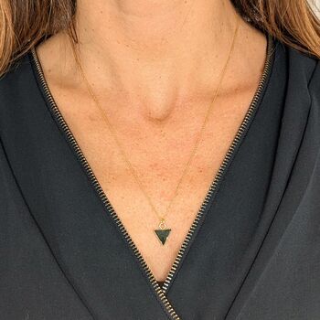 Triangle Green Aventurine Gemstone Necklace,Gold Plated, 5 of 8