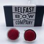 Irish Linen Cufflinks Cherry Red, thumbnail 1 of 3