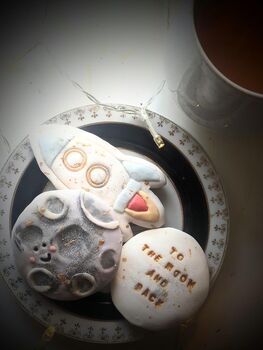 Personalised To The Moon And Back Hand Iced Biscuit Gift Box Fathers Day Gift, 9 of 9