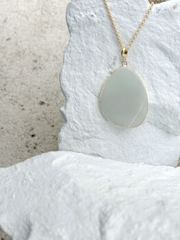 Amazonite Disc Necklace Real 18k Gold Plated, 2 of 7