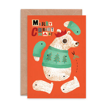 Polar Bear Split Pin Puppet A5 Christmas Card, 3 of 3