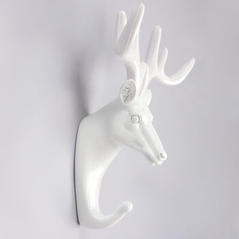 G Decor Ornamental White Animal Heads Resin Wall Hook, 4 of 8