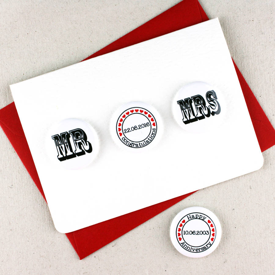 Personalised 'Mr' And 'Mrs' Badge Card, 1 of 7