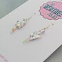 Large Iridescent Sprinkle Lightning Bolt Earrings, thumbnail 8 of 9