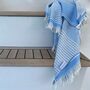 Symi Striped Peshtemal Towel Sky Blue, thumbnail 8 of 10