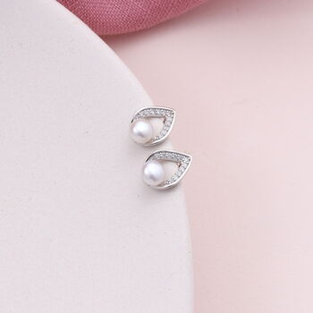 Sterling Silver Pearl Earrings Tear Drop Shaped, 3 of 4