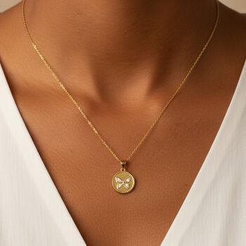 Gold Or Silver Butterfly Coin Necklace, 2 of 6