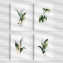 Tropical Leaf Print Set Of Four Illustration Green Gold, thumbnail 1 of 9