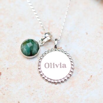 Personalised Emerald Sterling Silver Necklace, 3 of 7