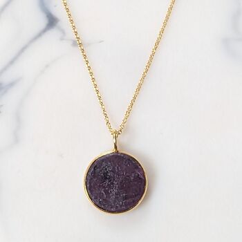 'The Circle' Ruby July Birthstone Necklace, Gold Plated, 5 of 7