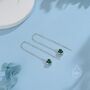 Tiny Emerald Green Cz Heart Threader Earrings, thumbnail 1 of 10