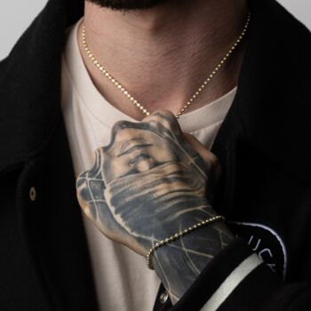 Gold And Silver Moon Cut Bead Chain Bracelet For Men, 9 of 10