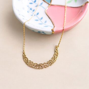 Abstract Filigree Crescent Moon Necklace, 4 of 8