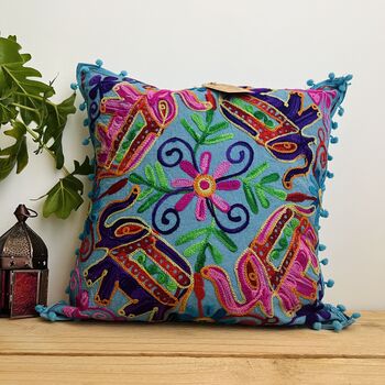 Hand Embroidered Elephant Cushion Cover, 3 of 12