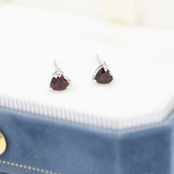 Natural Dark Garnet Heart Stud Earrings, 5 of 12