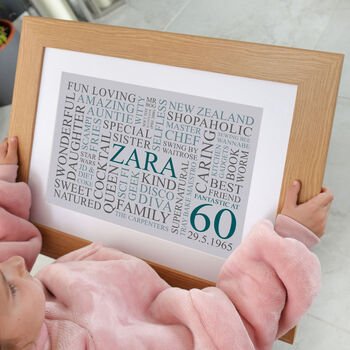 Personalised 60th Birthday Word Art Print, 2 of 12