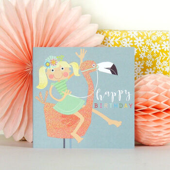 Glittery Flamingo Birthday Card, 3 of 5