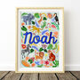 Blue Safari Animal Name Print, thumbnail 1 of 7