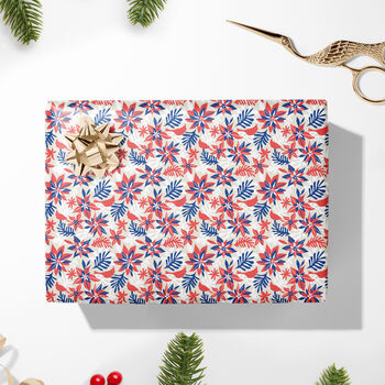 Luxury Christmas Poinsettia Matisse Inspired Gift Wrap, 3 of 5