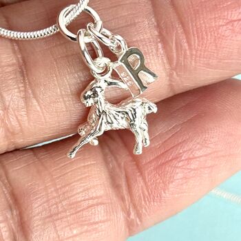 Personalised Sterling Silver Initial Goat Charm Necklace, 3 of 4