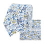 New Wedding 100% Cotton Floral Print Tie In Blue, thumbnail 9 of 9