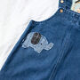 Embroidered Baby Name Denim Dungaree Outfit, thumbnail 2 of 8