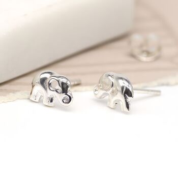 Sterling Silver Elephant Stud Earrings, 7 of 11