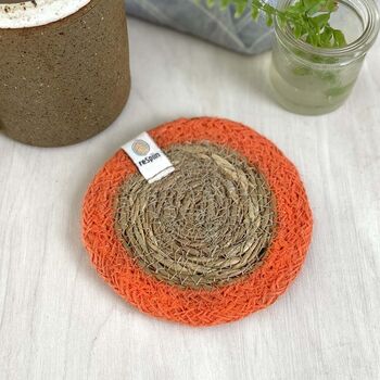 Respiin Set Of Six Seagrass And Jute Coasters Brights, 6 of 11