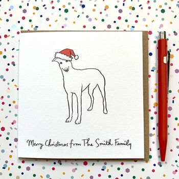 Personalised Festive Greyhound Santa Hat Christmas Card, 2 of 2