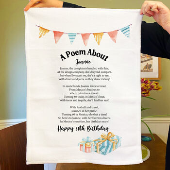 Personalised Poem Tea Towel 60th Birthday Gift, 7 of 8