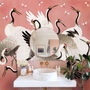 Japanese Cranes Wall Stickers ~ Peel And Stick Fabric Decals, thumbnail 1 of 8