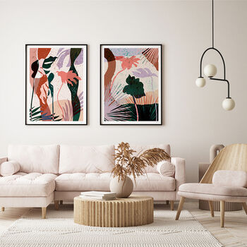 Tropical Leaf Abstract Prints Set Of Three, 2 of 9