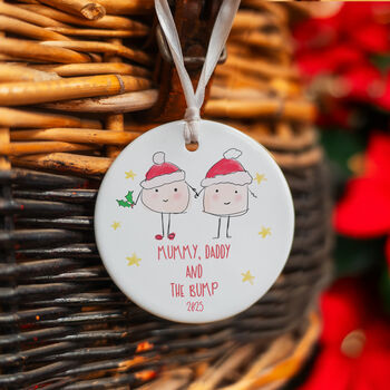Mummy, Daddy And The Bump Christmas Decoration C, 2 of 2