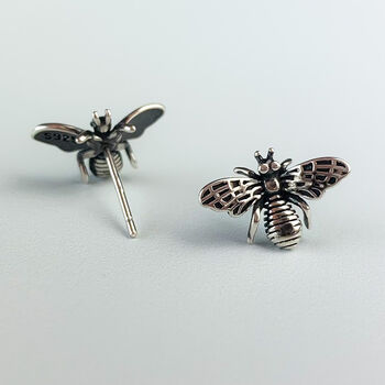 Sterling Silver Vintage Style Honey Bee Stud Earrings, 2 of 5