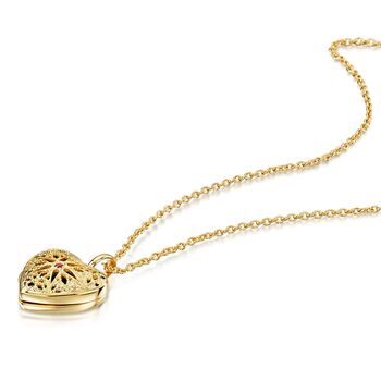 Filigree Personalised Heart Locket – 18 K Gold Plate, 3 of 10