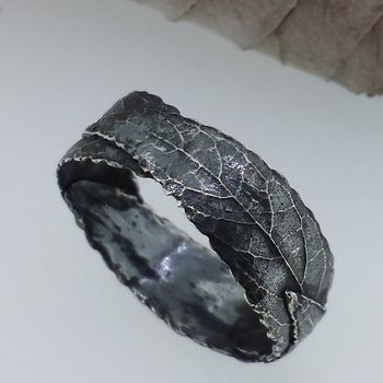 Sterling Silver Three Leaf Band Ring, 7 of 7
