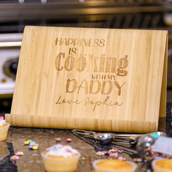 Personalised Happiness Is Cooking Cookery Book Stand, 2 of 5
