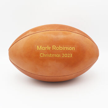 Personalised Vintage Tan Leather Rugby Ball, 3 of 7