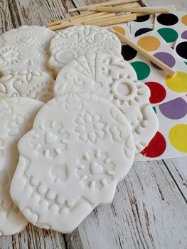Halloween Paint Your Own Day Of The Dead Biscuits For Gifts Or A Halloween Party, 2 of 8