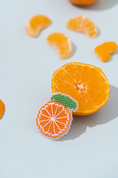 Make Your Own Orange Brooch Cross Stitch Kit, 3 of 6