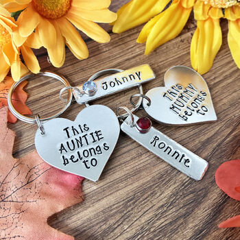 This Mummy Belongs To Heart Shaped Keyring. Swarovski Birthstones, 7 of 8