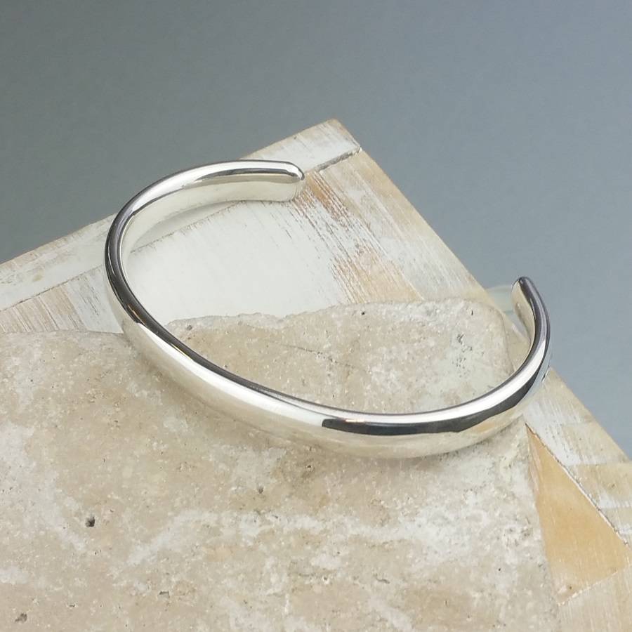 Mens' Curved Solid Silver Open Cuff Bracelet, 1 of 11