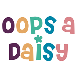 Oops a Daisy text in brightly coloured letters.