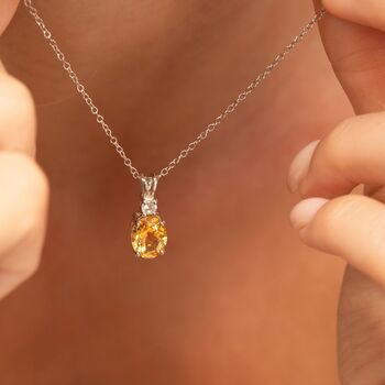 Citrine Pendant Necklace In Sterling Silver And Gold, 11 of 11