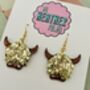 Highland Charm Cow Glitter Resin Earrings, thumbnail 2 of 4