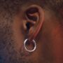 Silver Stainless Steel Hoop Earrings For Men, thumbnail 8 of 10