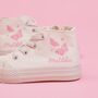 Personalised White Butterfly Design High Top Trainers, thumbnail 2 of 4