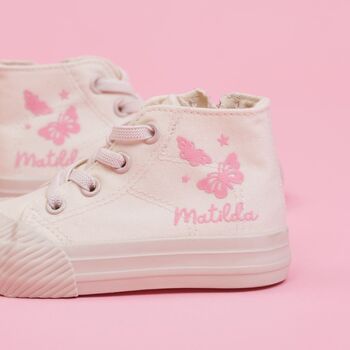 Personalised White Butterfly Design High Top Trainers, 2 of 4